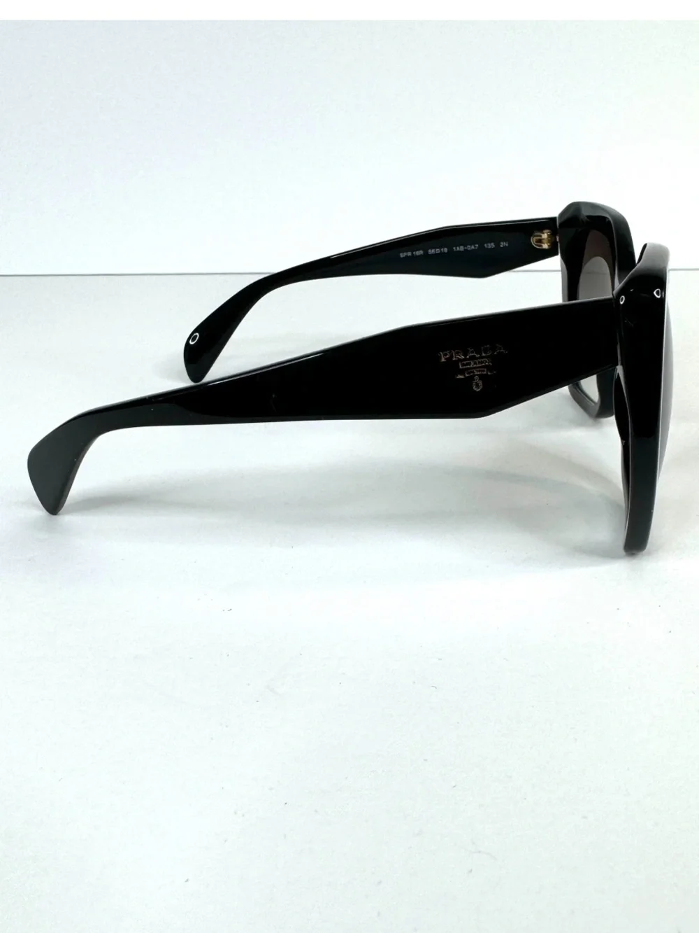 PRADA Sunglasses NEW SPR 16R 1AB-0A7 Black Oversized Cat Eye Hexagon